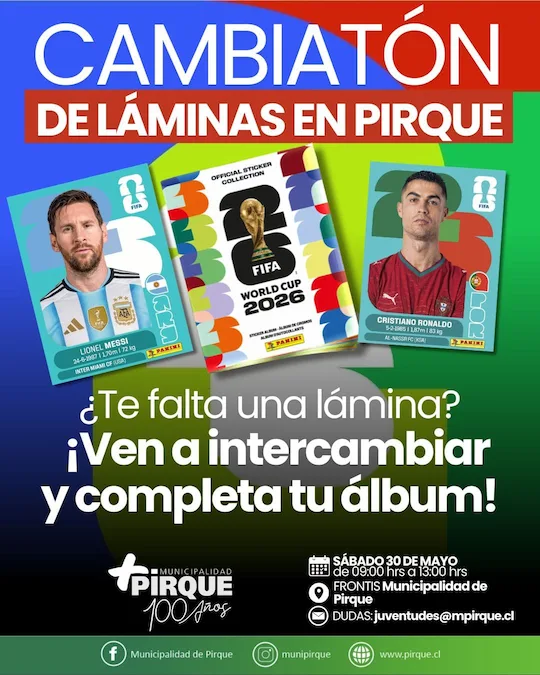 Cambiatón de láminas del Mundial FIFA 2026 en Pirque